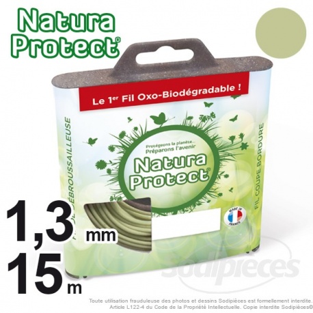 Fil nylon rond oxo-biodégradable Natura Protect 1,3mm x 15m pour débroussailleuse