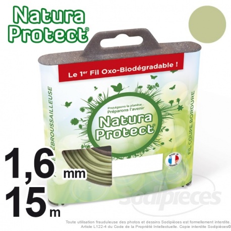 Fil nylon rond oxo-biodégradable Natura Protect 1,6mm x 15m pour débroussailleuse