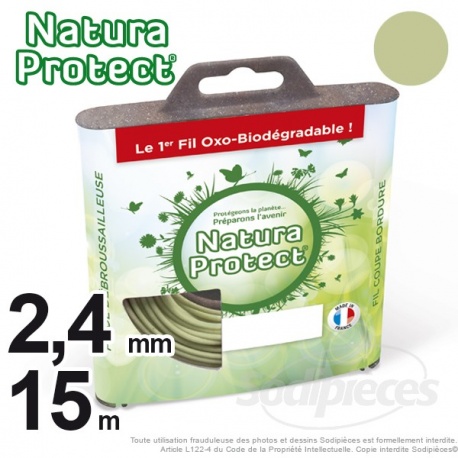 Fil nylon rond oxo-biodégradable Natura Protect 2,4mm x 15m pour débroussailleuse