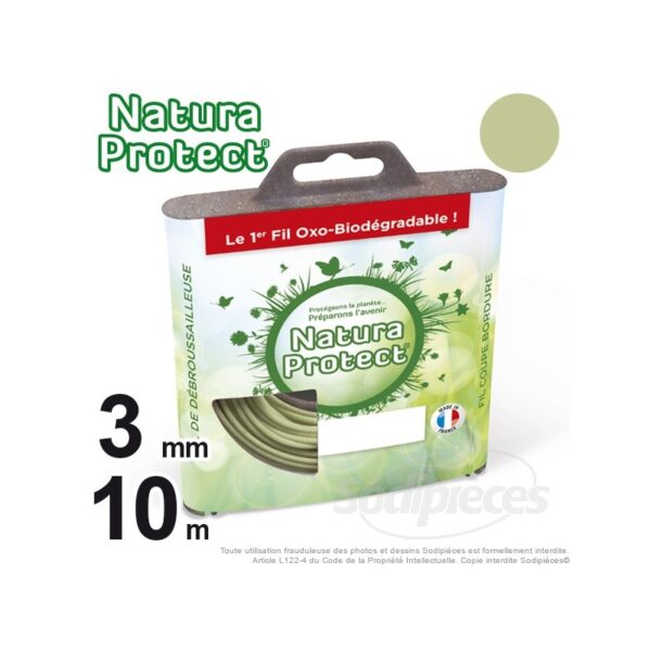 Fil nylon rond oxo-biodégradable Natura Protect 3mm x 12m pour débroussailleuse
