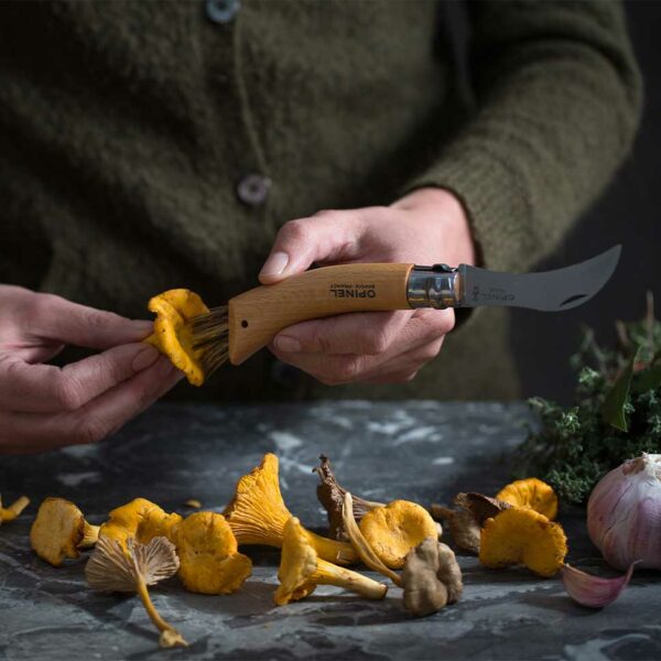 Couteau à champignons Opinel N°8 avec brosse
